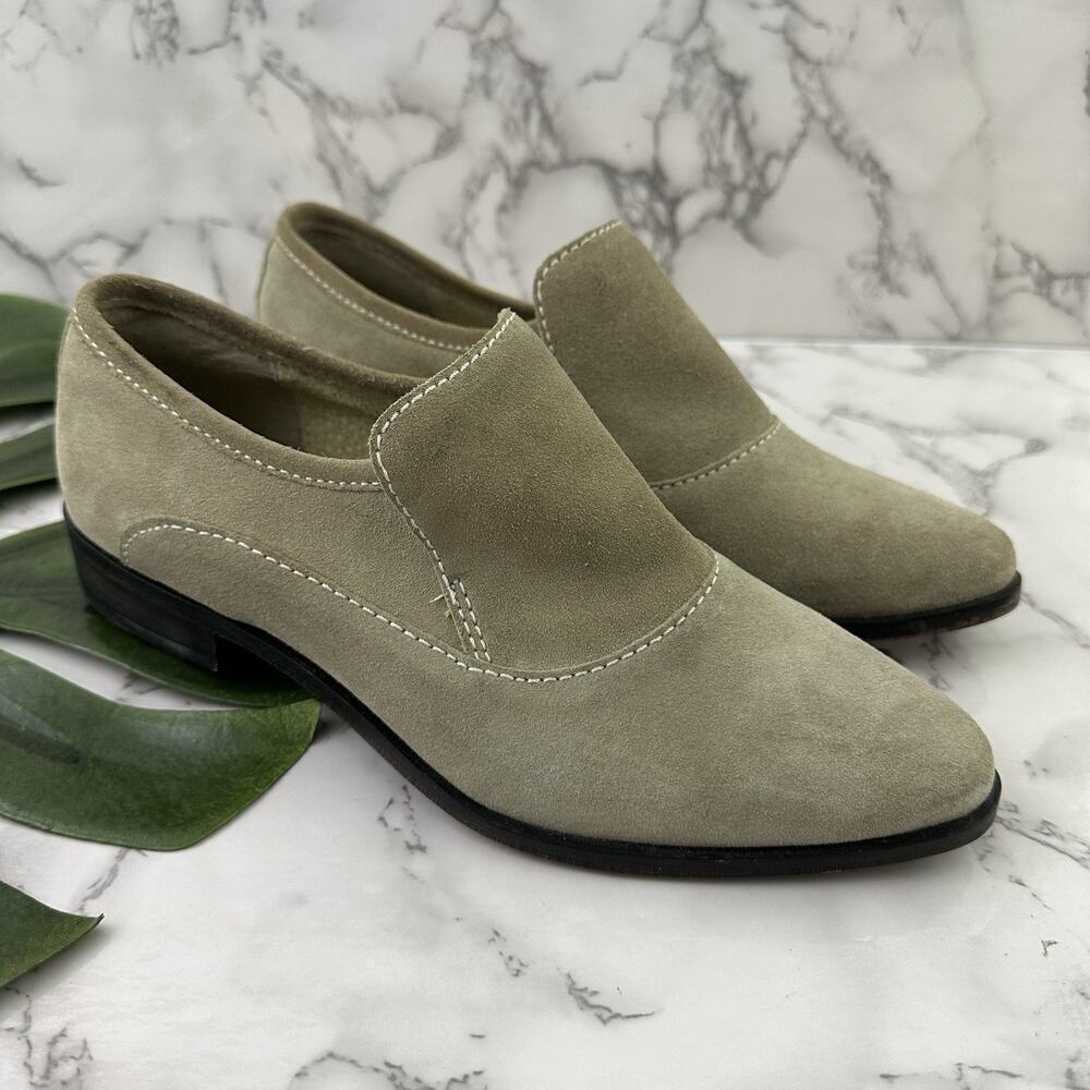 Free People Suede Ankle Booties Shooties Size 37.5 Taupe Gray Point Toe Western